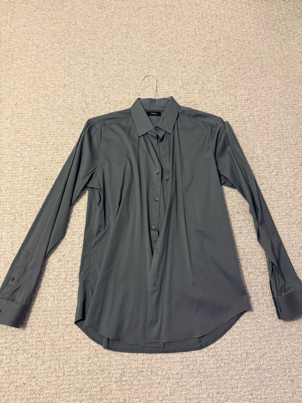 Theory Men’s Dark Charcoal Long-Sleeve Dress Shirt